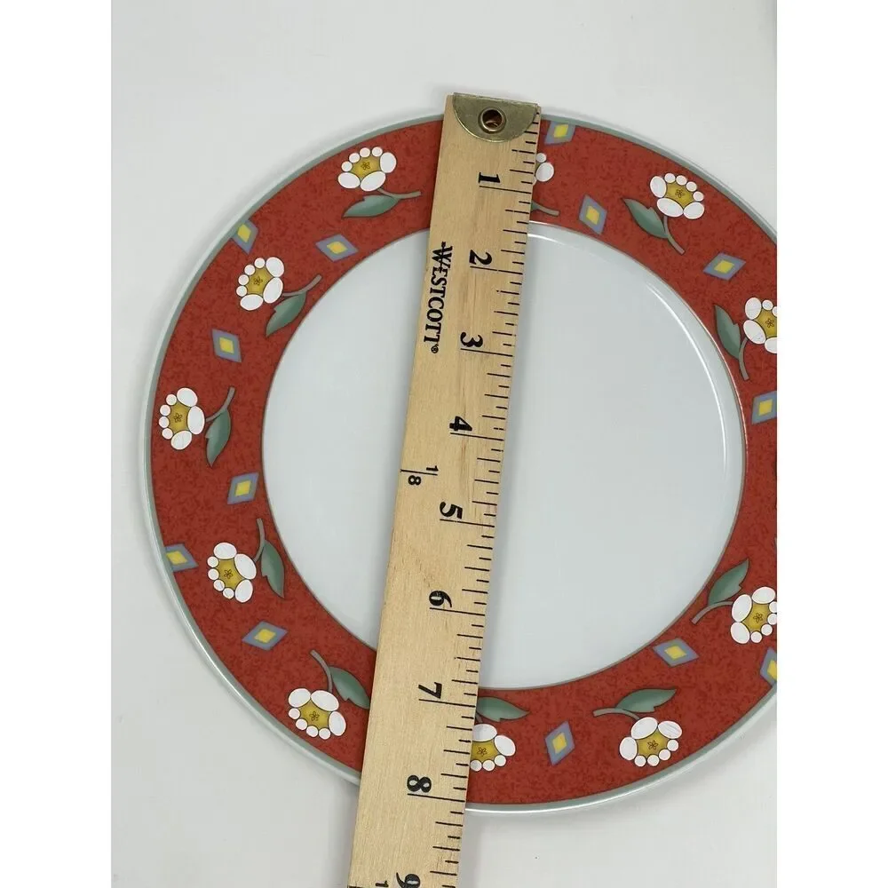 Villeroy & Boch Switch 1 Ava Red Flower Salad Side Plates Germany 8.25” Set Of 6